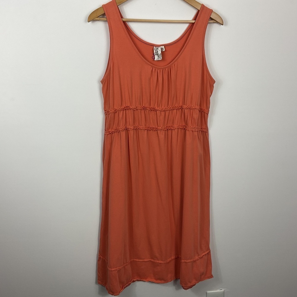 Aventura Women's Orange Sleeveless Dress with Flower Detail Size LRG